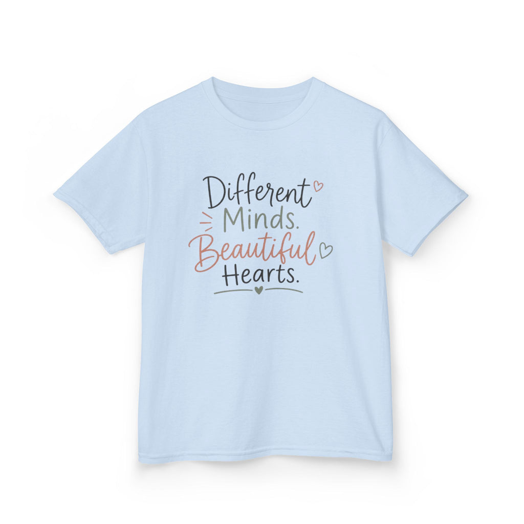 Kids Tee — "Different Minds, Beautiful Hearts" Inspirational Autism Awareness Shirt