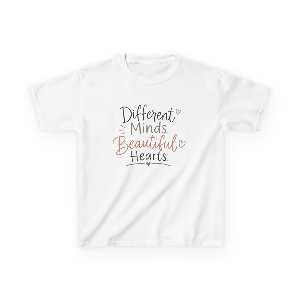 Kids Tee — "Different Minds, Beautiful Hearts" Inspirational Autism Awareness Shirt