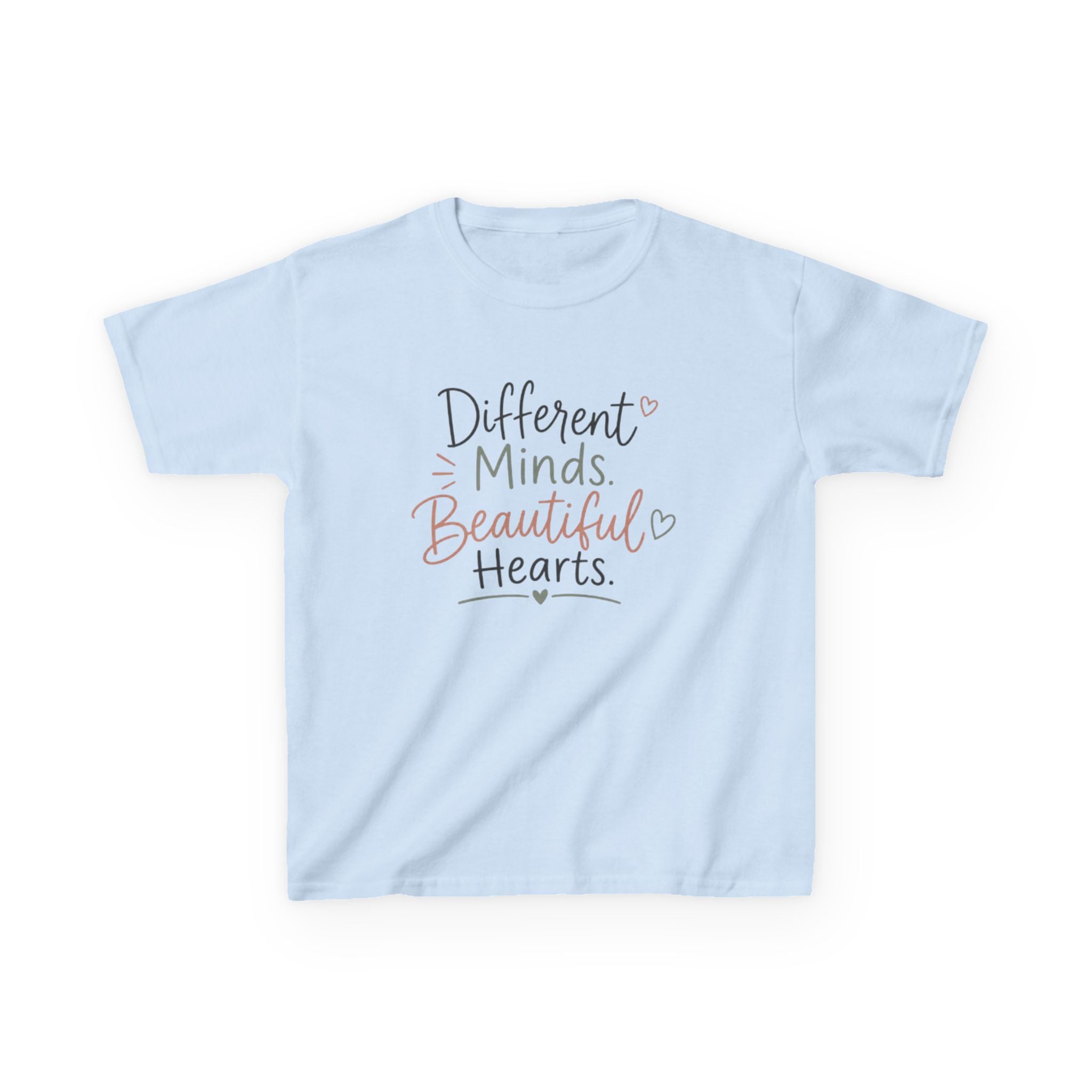 Kids Tee — "Different Minds, Beautiful Hearts" Inspirational Autism Awareness Shirt
