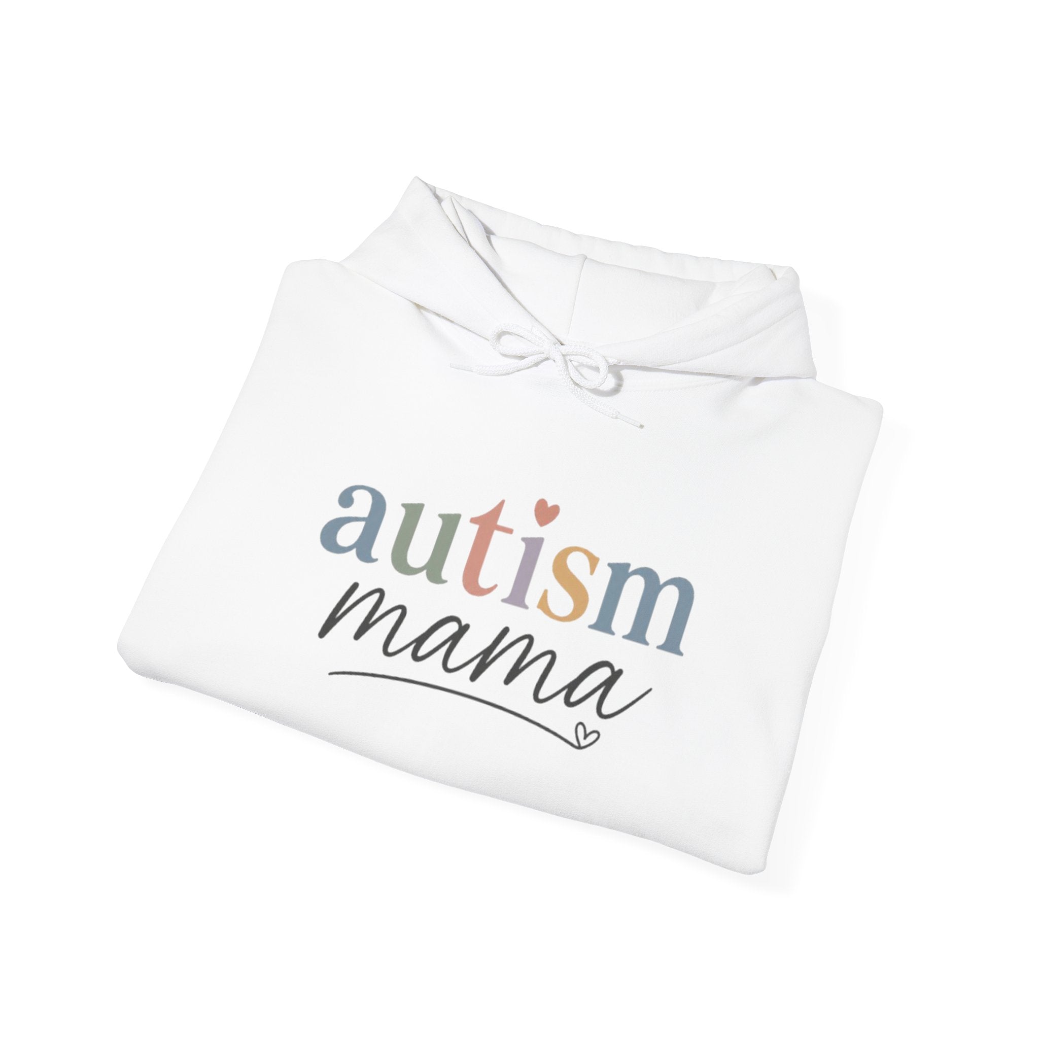 Autism Mama Hoodie — Supportive Mom Pullover with Pastel Ribbon Text