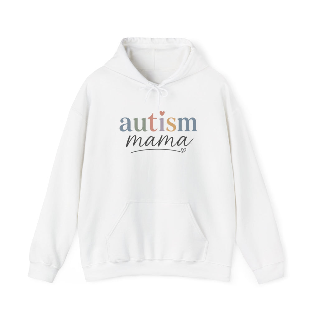 Autism Mama Hoodie — Supportive Mom Pullover with Pastel Ribbon Text