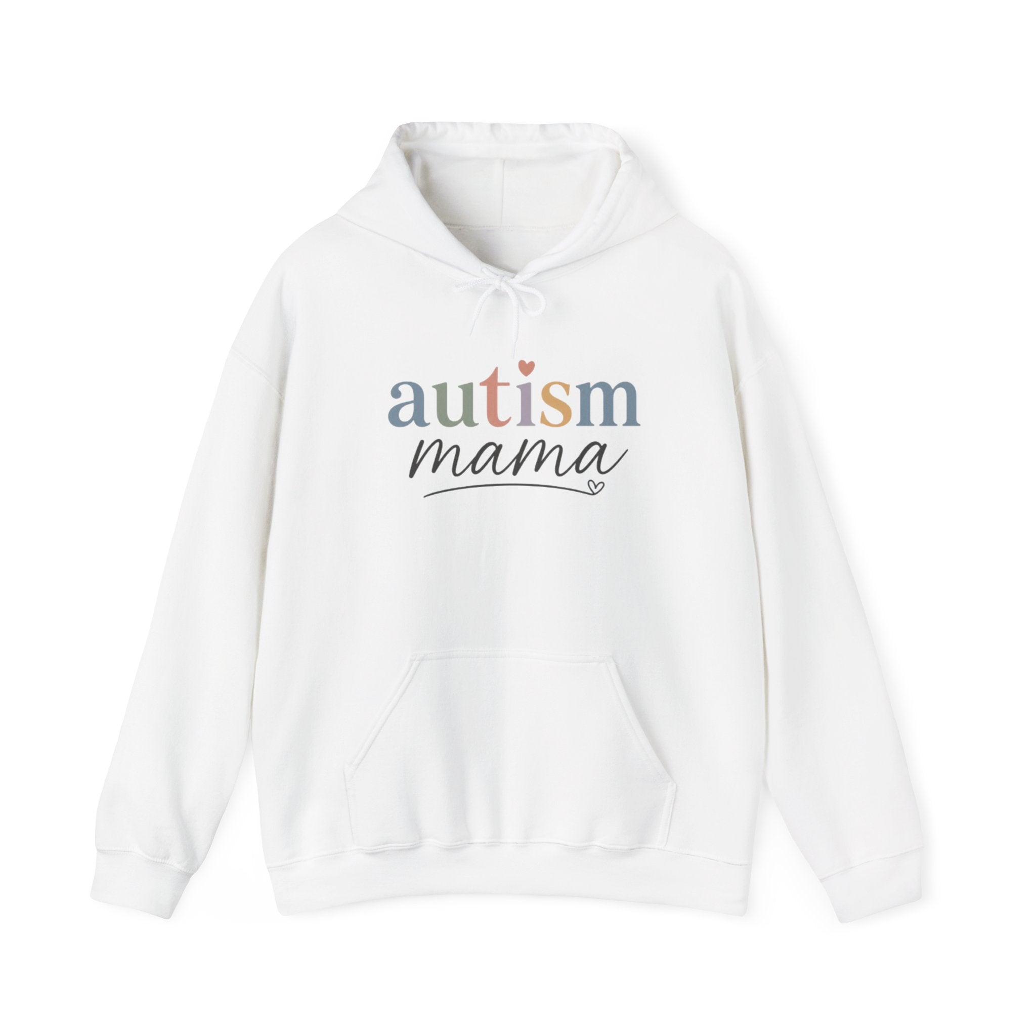 Autism Mama Hoodie — Supportive Mom Pullover with Pastel Ribbon Text