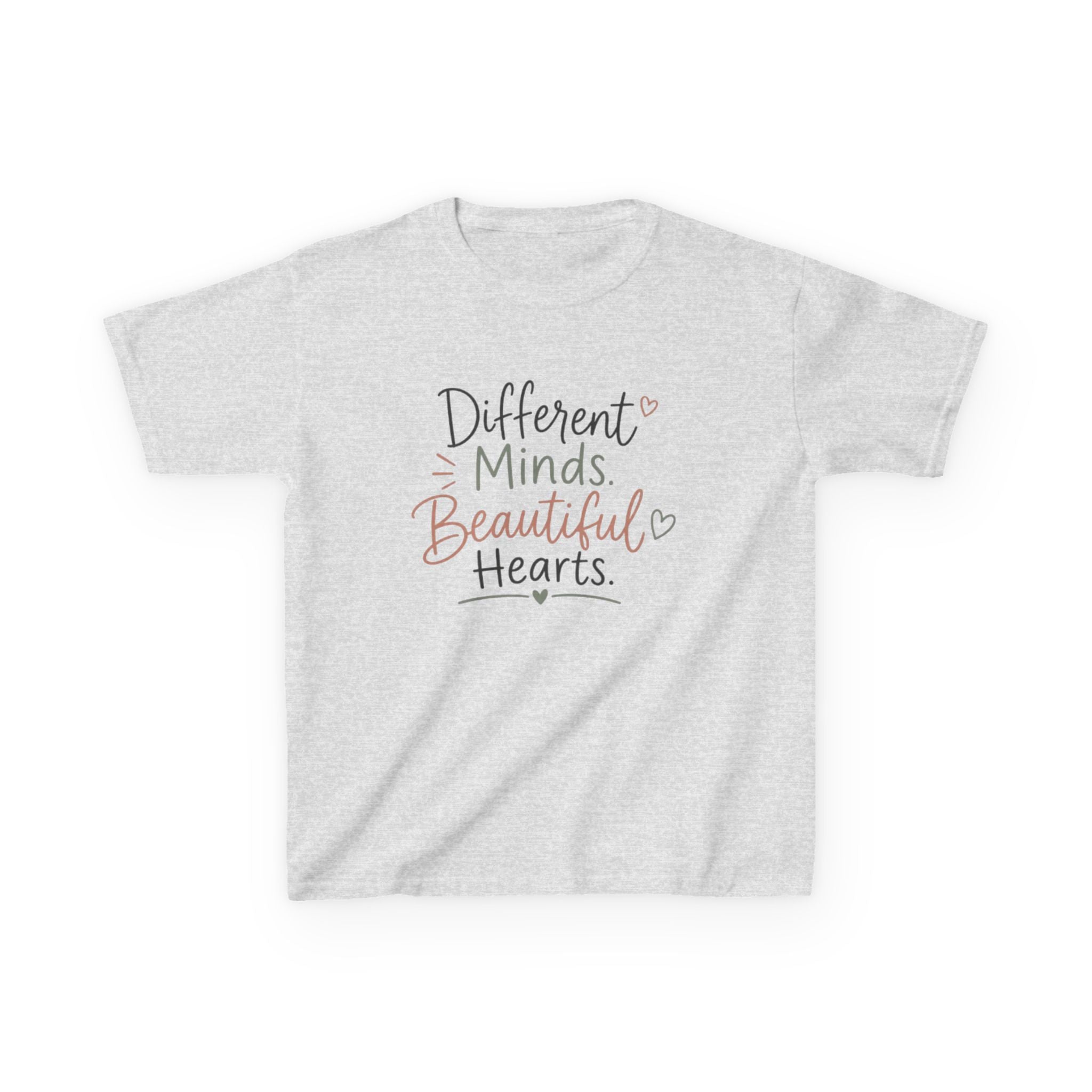 Kids Tee — "Different Minds, Beautiful Hearts" Inspirational Autism Awareness Shirt