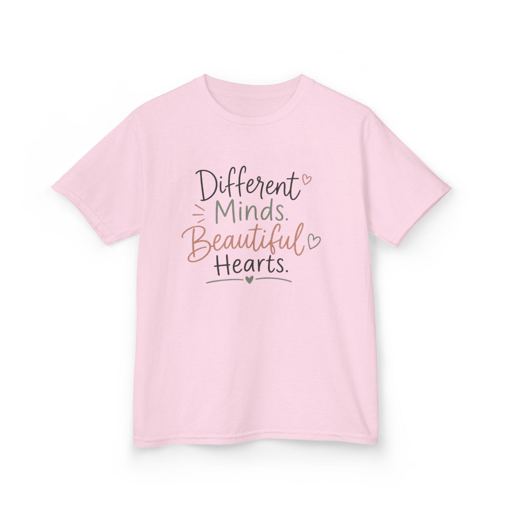 Kids Tee — "Different Minds, Beautiful Hearts" Inspirational Autism Awareness Shirt