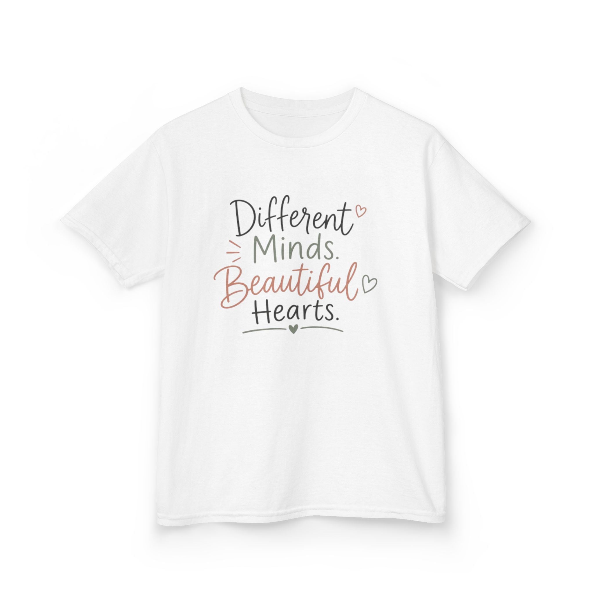 Kids Tee — "Different Minds, Beautiful Hearts" Inspirational Autism Awareness Shirt